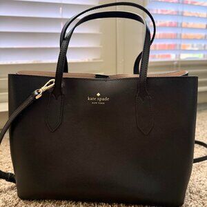 Kate Spade Harper Leather Crossbody Convertible Hand Bag - Black & Pink